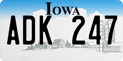 IA license plate ADK247