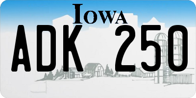 IA license plate ADK250