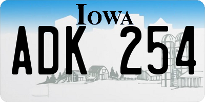 IA license plate ADK254