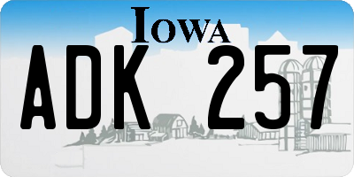 IA license plate ADK257