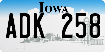 IA license plate ADK258