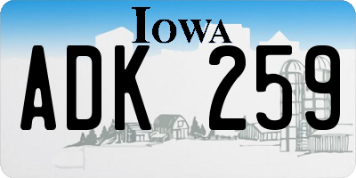 IA license plate ADK259
