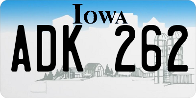 IA license plate ADK262