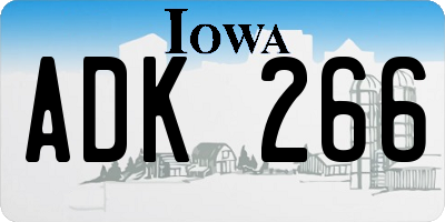 IA license plate ADK266