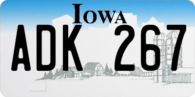 IA license plate ADK267