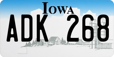 IA license plate ADK268