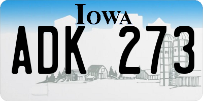 IA license plate ADK273