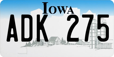 IA license plate ADK275