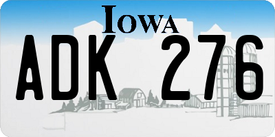 IA license plate ADK276