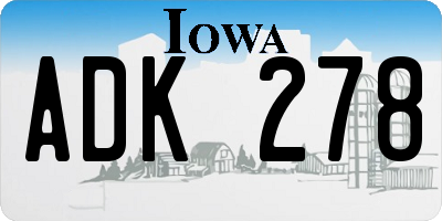 IA license plate ADK278