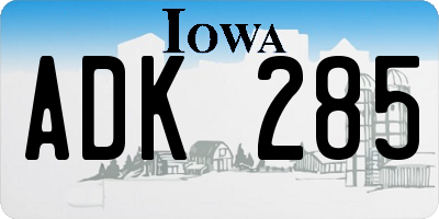 IA license plate ADK285