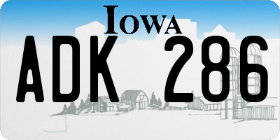 IA license plate ADK286