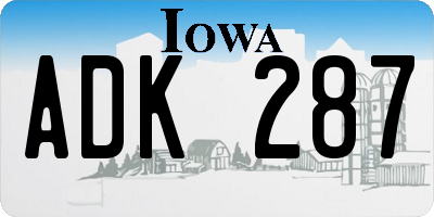 IA license plate ADK287