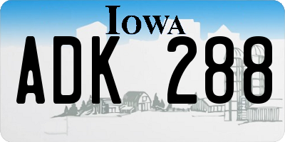 IA license plate ADK288