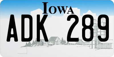 IA license plate ADK289