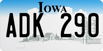 IA license plate ADK290