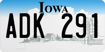 IA license plate ADK291