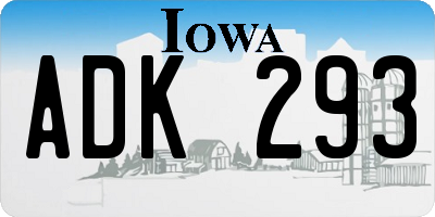 IA license plate ADK293