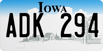 IA license plate ADK294