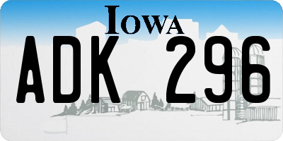 IA license plate ADK296