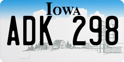 IA license plate ADK298