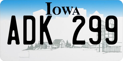 IA license plate ADK299