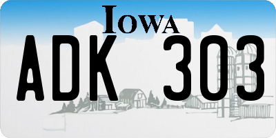 IA license plate ADK303