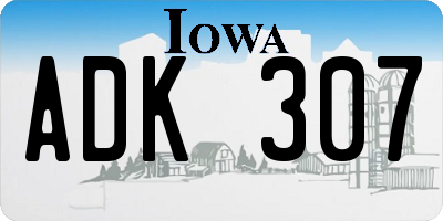 IA license plate ADK307