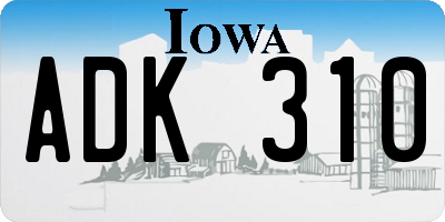 IA license plate ADK310