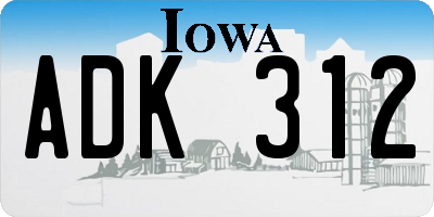 IA license plate ADK312