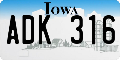 IA license plate ADK316