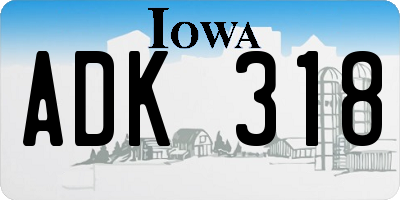 IA license plate ADK318