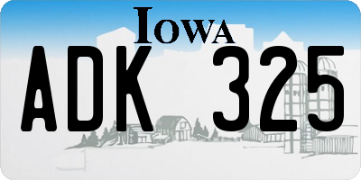 IA license plate ADK325