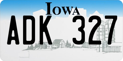 IA license plate ADK327