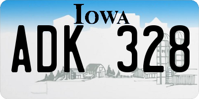 IA license plate ADK328
