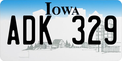 IA license plate ADK329