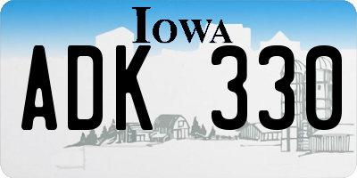 IA license plate ADK330
