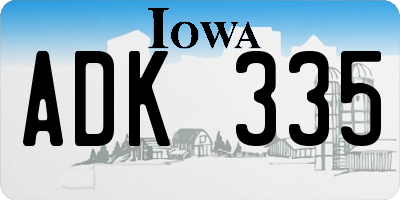 IA license plate ADK335