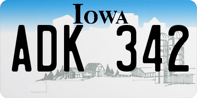 IA license plate ADK342