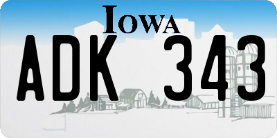 IA license plate ADK343