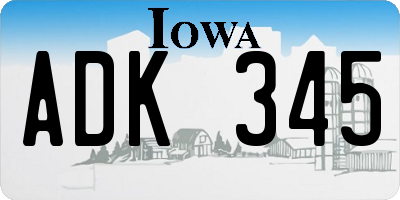 IA license plate ADK345