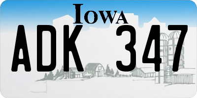 IA license plate ADK347