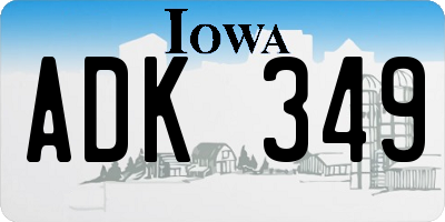 IA license plate ADK349