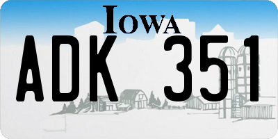 IA license plate ADK351