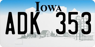 IA license plate ADK353