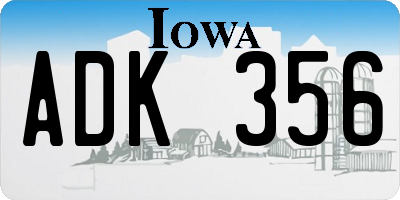 IA license plate ADK356