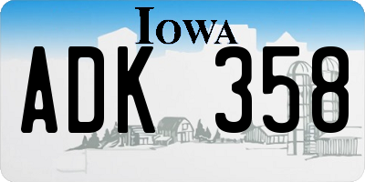 IA license plate ADK358