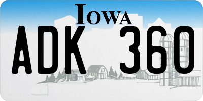 IA license plate ADK360