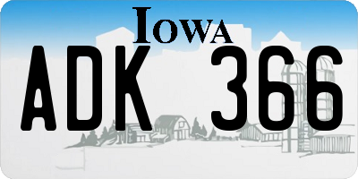 IA license plate ADK366