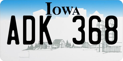 IA license plate ADK368